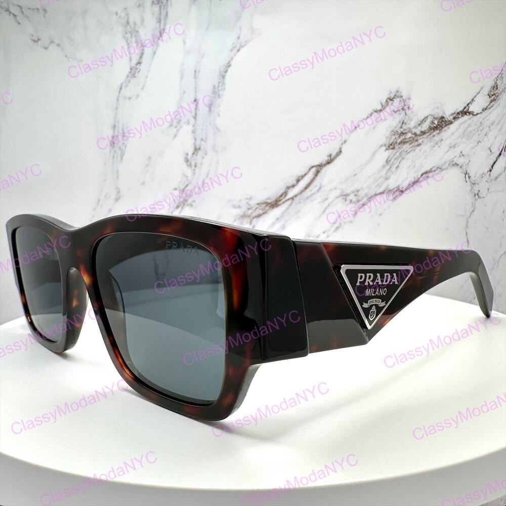 New PRADA Sunglasses Brown Root Tortoise Square Men's Plaque Logo - Picture 3 of 16